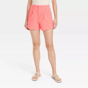 a new day Coral High-Rise Pleated Womens Shorts